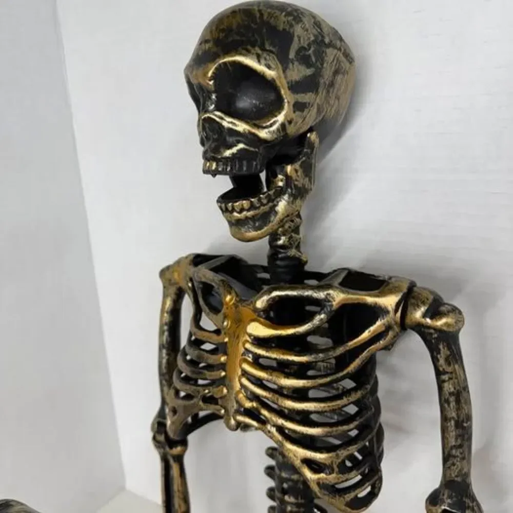 33” Posable Skeleton Decoration Halloween Fall gold and black